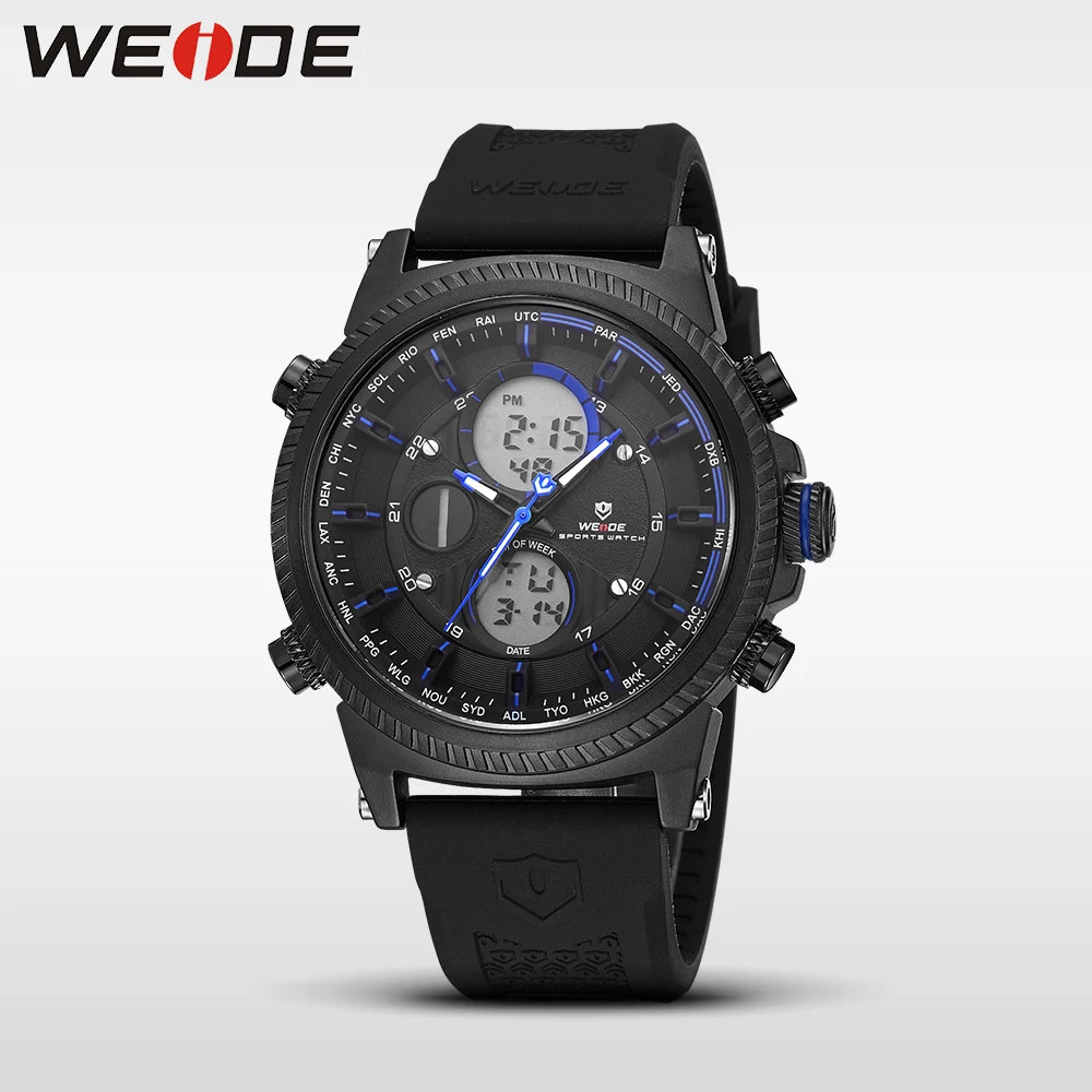 WEIDE Genuine luxury LCD sport Digital Male Watch Automatic watches silicon watch quartz Analog Waterproof Alarm Clock Men  Saat