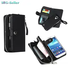 2015 Hot Newes!!Classic zipper wallet holster Combo High-quality PU Flip Cover case For Samsung Galaxy S4 SJ1368