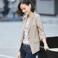 Striped ladies small suit 2019 new Korean Slim jacket seven sleeves stylish temperament commuter small suit Striped ladies small suit 2019 new Korean Slim jacket seven sleeves stylish temperament commuter small suit