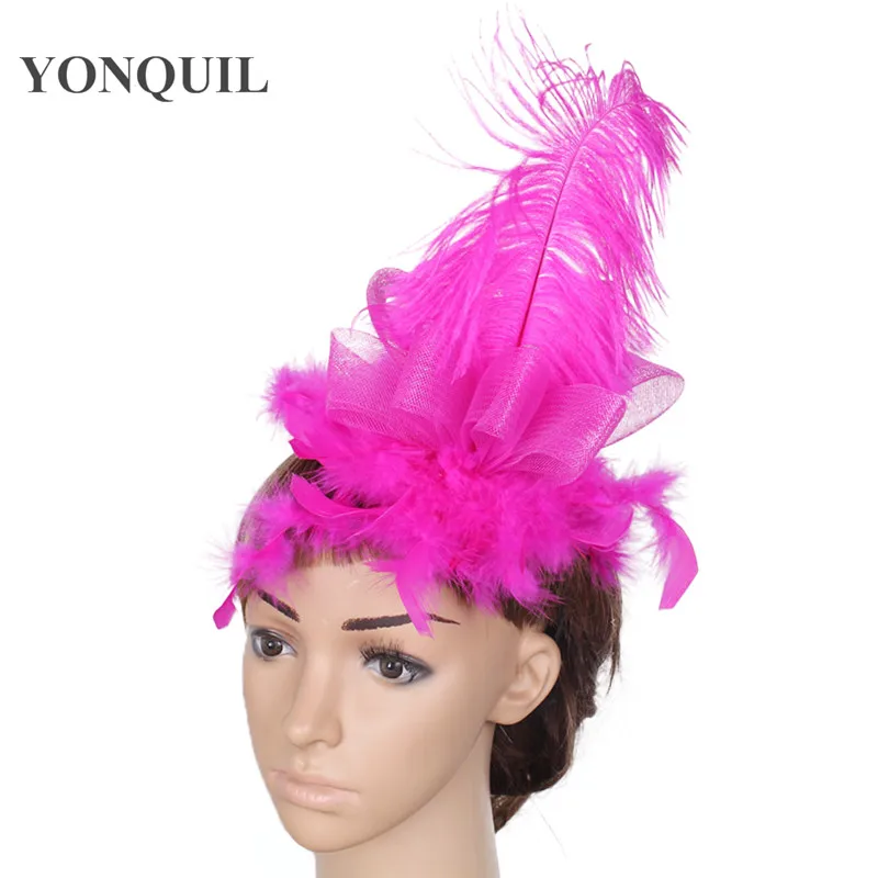 

Fashion Multiple colors children hat fascinator fancy feather adorn hat elegant women party headwear with hair clip hair accessories