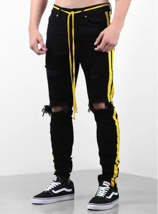 black and yellow jeans