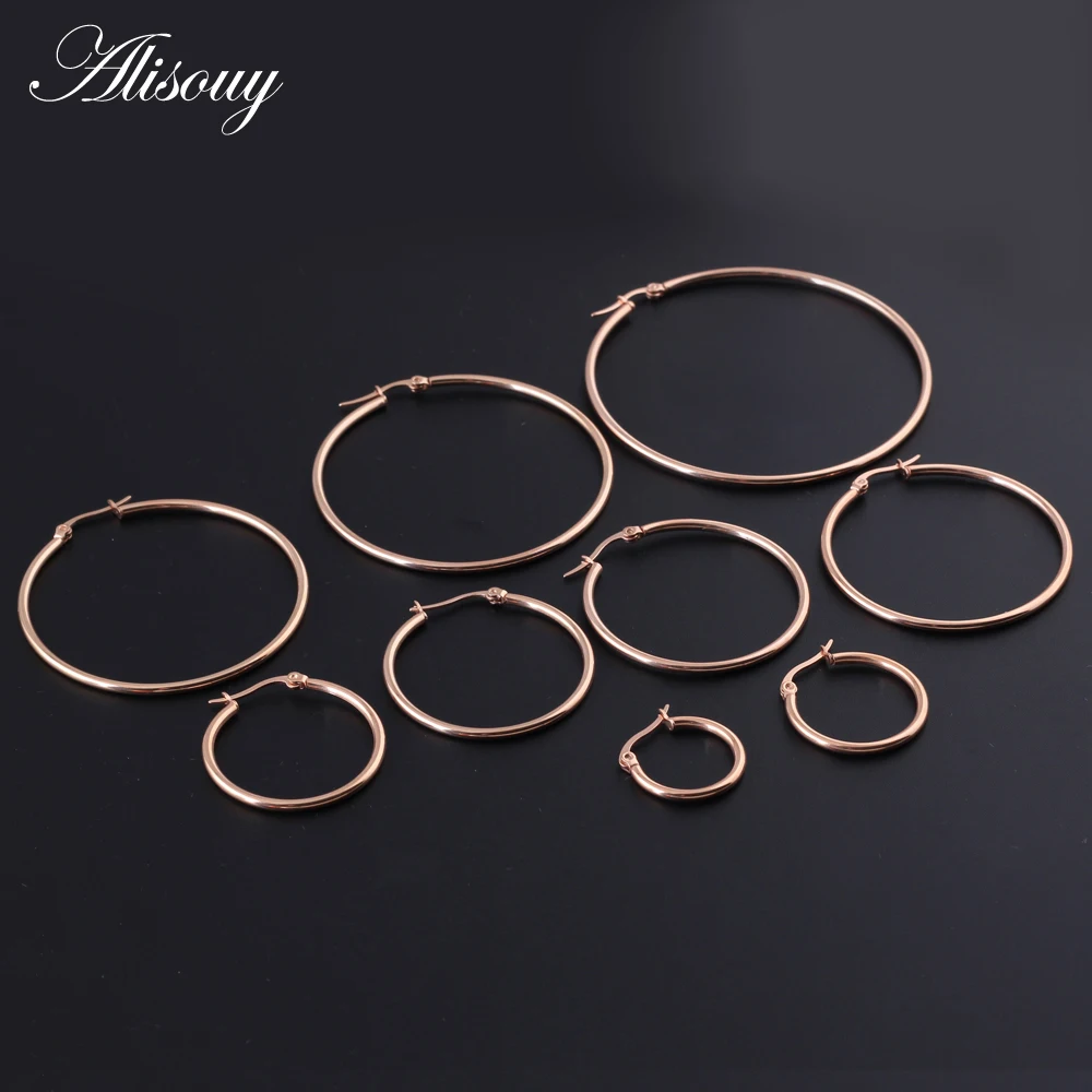 

1 Pair Rose Gold Women earring jewelry 316L Stainless Steel Hoop Earring for girl women Jewelry Hoop Earrings