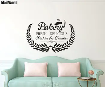 

Mad World-Bakery pastries cupcake Bread Cook Wall Art Sticker Wall Decals Home DIY Decoration Removable Room Decor Wall Stickers