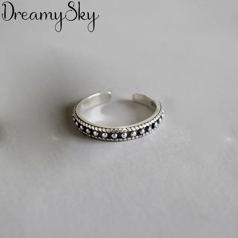 

Bijoux 2019 Fashion 925 Sterling Silver Punk Round Rings For Women Girls Rings Joyas De Plata Bohemian Jewelry Wholesale