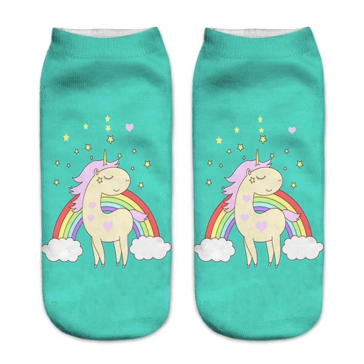 Hot Sale Harajuku 3D Print Unicorn Women Sock 16 Patterns Women Kawaii Cute Casual Popular Ankle Women Socks hue socks Women's Socks