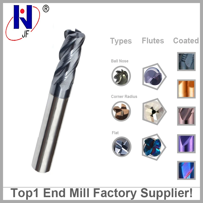 3R0.5*8 * D4 50 4F Твердосплавные 4 концевые фрезы радиуса угла HRC50 TiAlN с покрытием|end