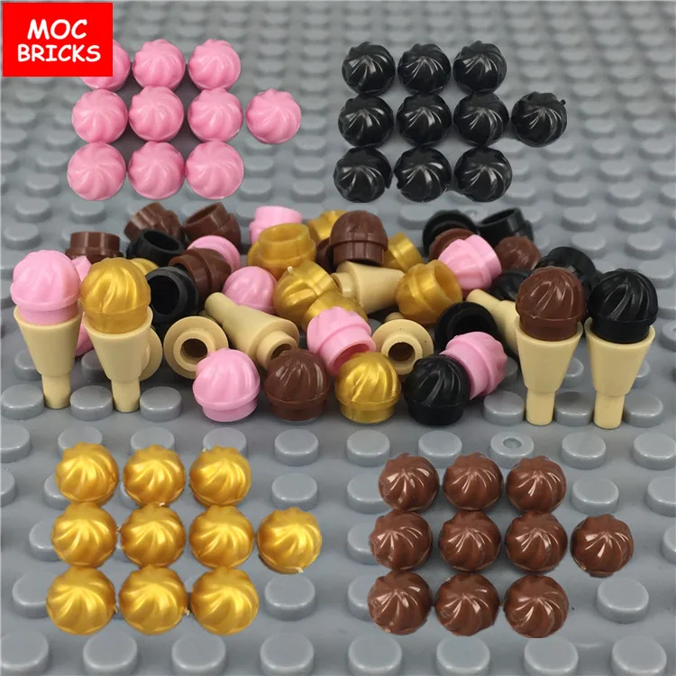 50pcs/lot MOC Bricks Ice Cream Cones Utensil City Friends NEW DIY