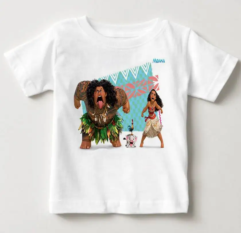 Г. Новая летняя детская одежда футболка для маленьких мальчиков и девочек Vaiana Moana/хлопковая Футболка с героями мультфильмов детские топы, футболки, белые футболки - Цвет: White childreT-shirt