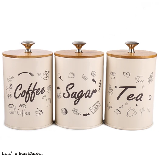 metal tea coffee sugar canisters