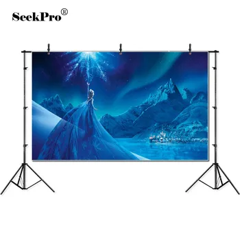 

Personalized Birthday Party Photography Newborn Backdrop for Frozen Dessert table Cartoon Backgrounds Birthday Banner