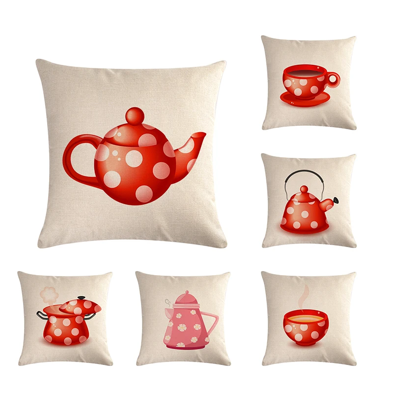 

wholesale wedding Fashion London Paris pink romantic teapot cup decorative cushion cover home office sofa decor pillow caseZY589