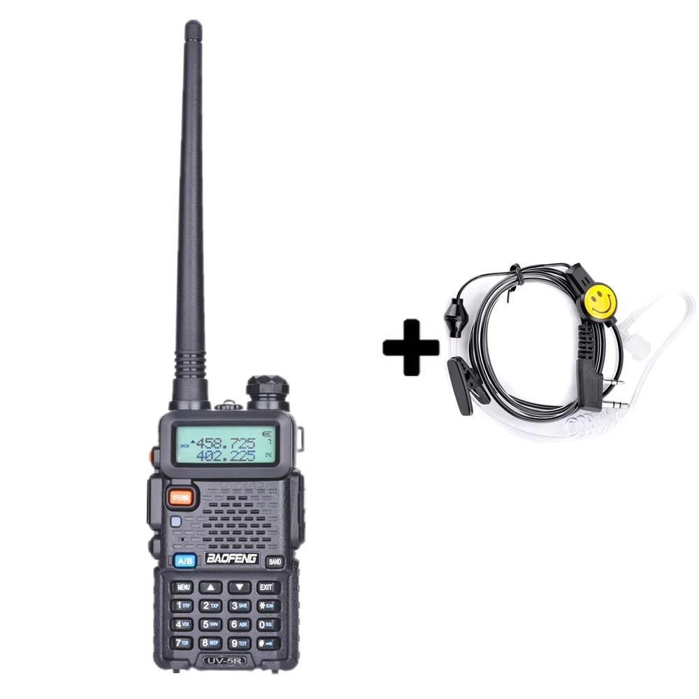 Baofeng UV-5R портативная рация Двухдиапазонная профессиональная 5 Вт UV 5R Ham двухстороннее радио UV5R портативная охотничья радиостанция КВ трансивер - Цвет: Add a headset