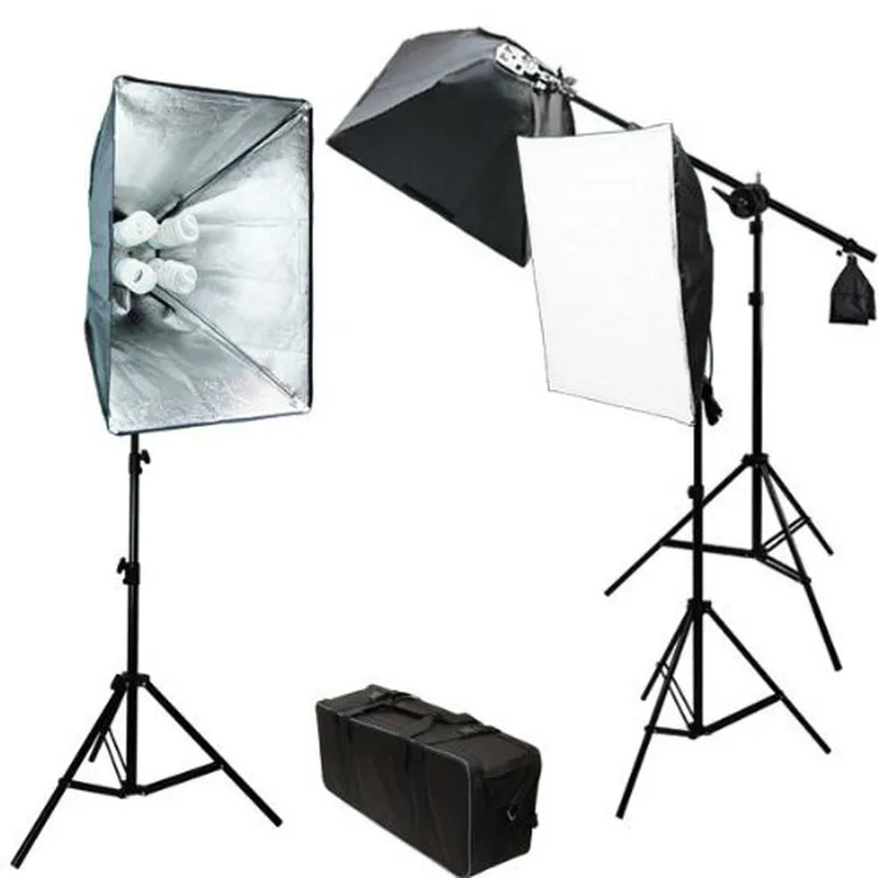 Photo Video Studio 2400 Watt Softbox Continuous Light Kit With Overhead