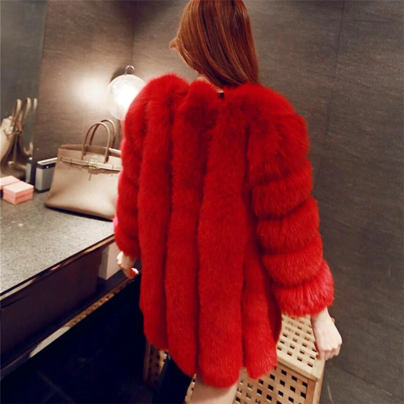 Femelle Haute Long Hiver Femmes Manteau noir blanc Chaud 2018 Nouvelle 4xl Beige De Faux Imitation rose bleu Veste rouge Manteaux Artificielle Fourrure Renard bourgogne Pardessus wZvdqdxFE