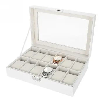 

12 Grids PU Leather Bangle Watch Holder Wristwatch Bracelet Display Case Jewelry Gift Storage Box Organizer for Holiday Vacation