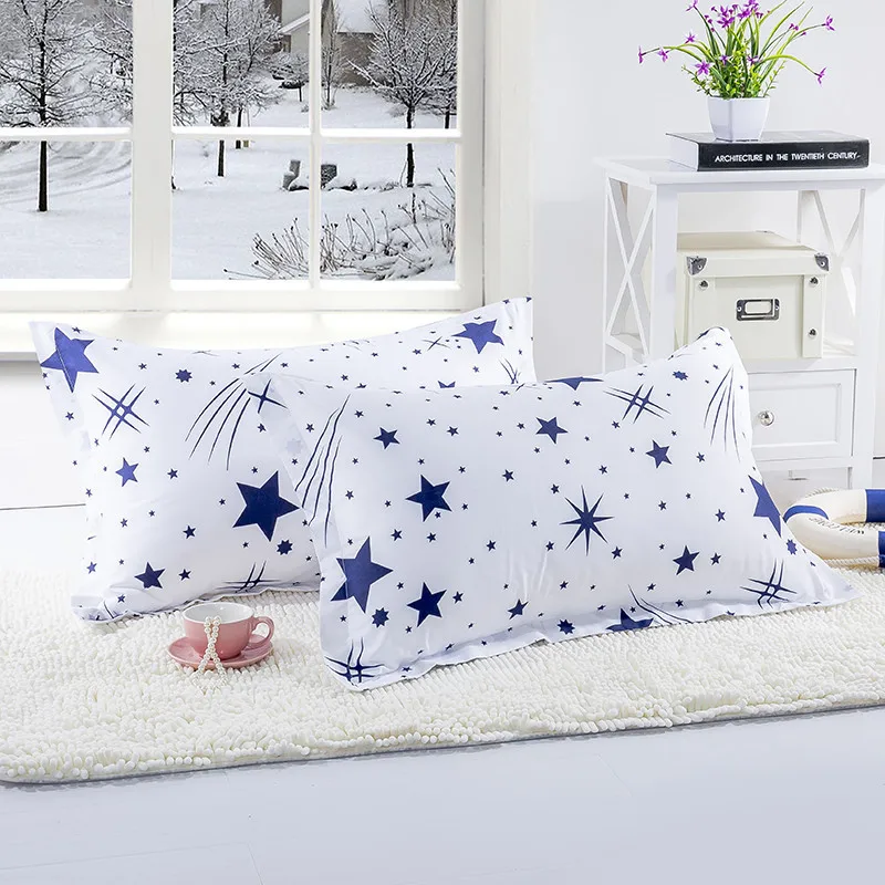 

1 Piece 48*74cm White Color Blue Stars Pillow Case For Bedroom Use Pillowcase Cover For Kids Adults XF340-22