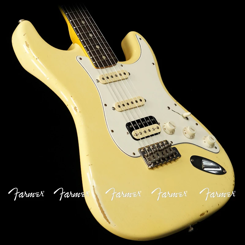 

yellow/ CUSTOM SHOP/65`STRATOCASTER RELIC Do old 6string electric guitar/free shipping/Customizable exclusive logo
