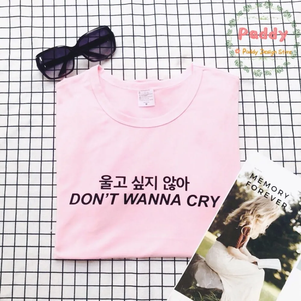 Футболка OKOUFEN sevenpop в Корейском стиле с надписью Don't Want Cry уличная одежда модная