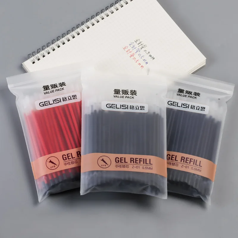 

10 PCS Neutral Gel Pen Refills Cartridge Black Cartridge 0.5mm Full Needle Tube Student Office Supplies Red And Blue Black
