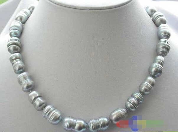 

Free shipping@@@@@ HUGE 17" 20MM GRAY RICE FRESHWATER PEARL NECKLACE 925silver mabe p1728
