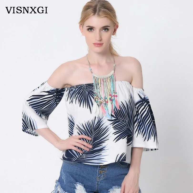 Nuevo estilo cuello cortado tres cuartas partes de filtrado de algodón hombro blusas de las señoras de moda Ropa mujer Vestidos camisas de verano 2018 Nuevo estilo cuello cortado tres cuartas partes de filtrado de algodón hombro blusas de las señoras de moda Ropa mujer Vestidos camisas de verano 2018