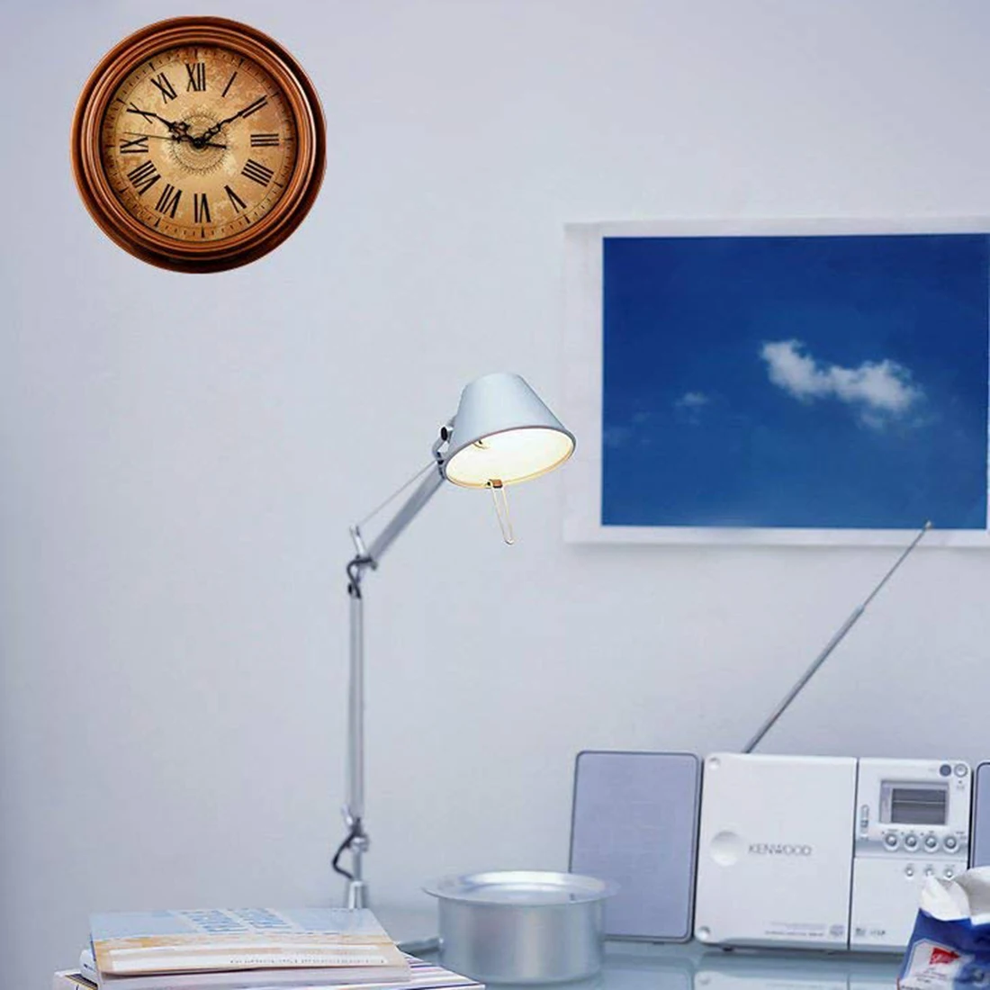 Reloj de pared redondo silencioso de 12 pulgadas, reloj numérico romano de estilo antiguo decorativo, cocina Casera/sala de estar/dormitorio Reloj de pared redondo silencioso de 12 pulgadas, reloj numérico romano de estilo antiguo decorativo, cocina Casera/sala de estar/dormitorio