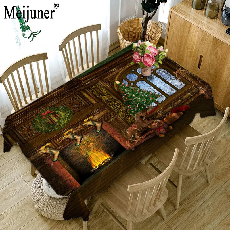 

Meijunner OEM Custom 3D Table cloth Waterproof Thicken Rectangular Wedding Tablecloth Exquisite Christmas Decoration Pattern