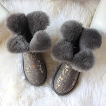 /розничная ; Новинка; Брендовая женская обувь из овечьей кожи; классические зимние женские ботинки из натуральной кожи; Теплая обувь;