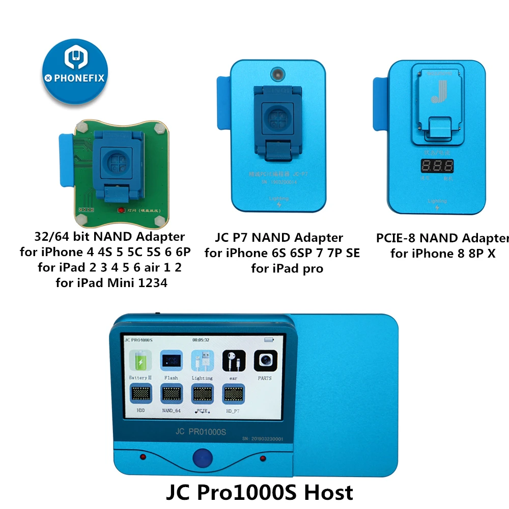 PHONEFIX JC Pro1000S NAND Программист JC P7 NAND Тесты инструмент SN узнать Ошибка записи ремонт инструмент для iphone 5SE 6 S 6SP 7 7 P iPad Pro