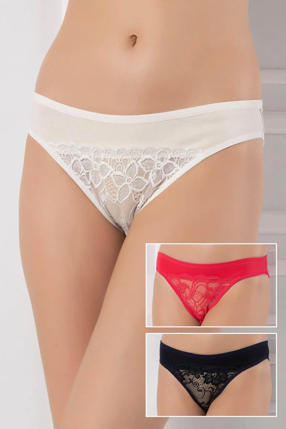

STRAWBERRY Female Assortment 3'lü Lycra Lace Panties