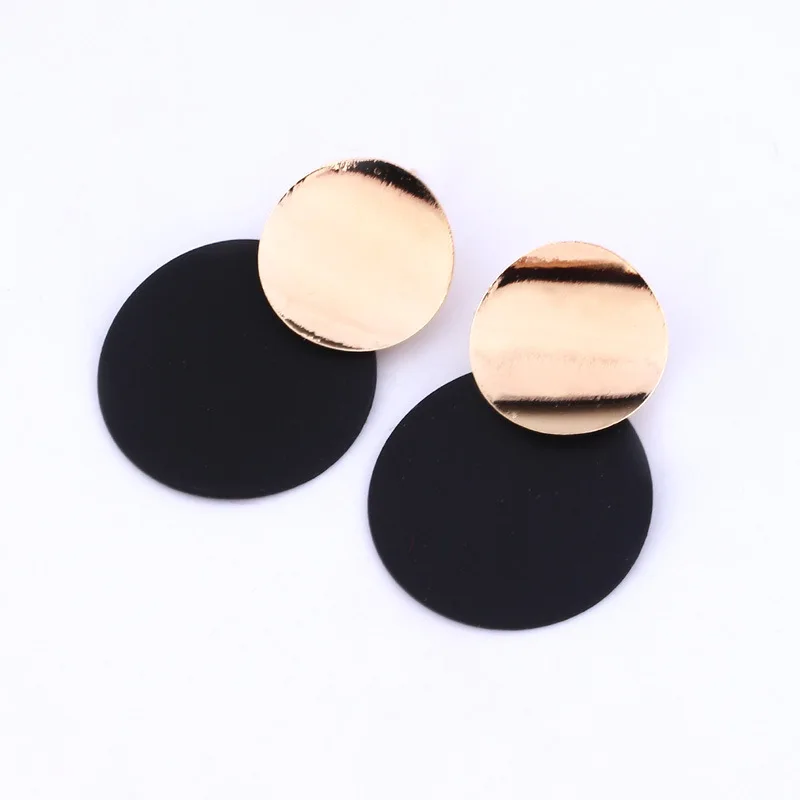 Black Round Earrings Simple Elegant Drop Earring Women Earrings Geometric Round Circle Ear Fashion Jewelry 1E746