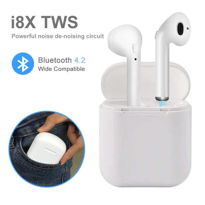 TWS i8X беспроводные Bluetooth наушники i7S с зарядным устройством bluetooth гарнитура для