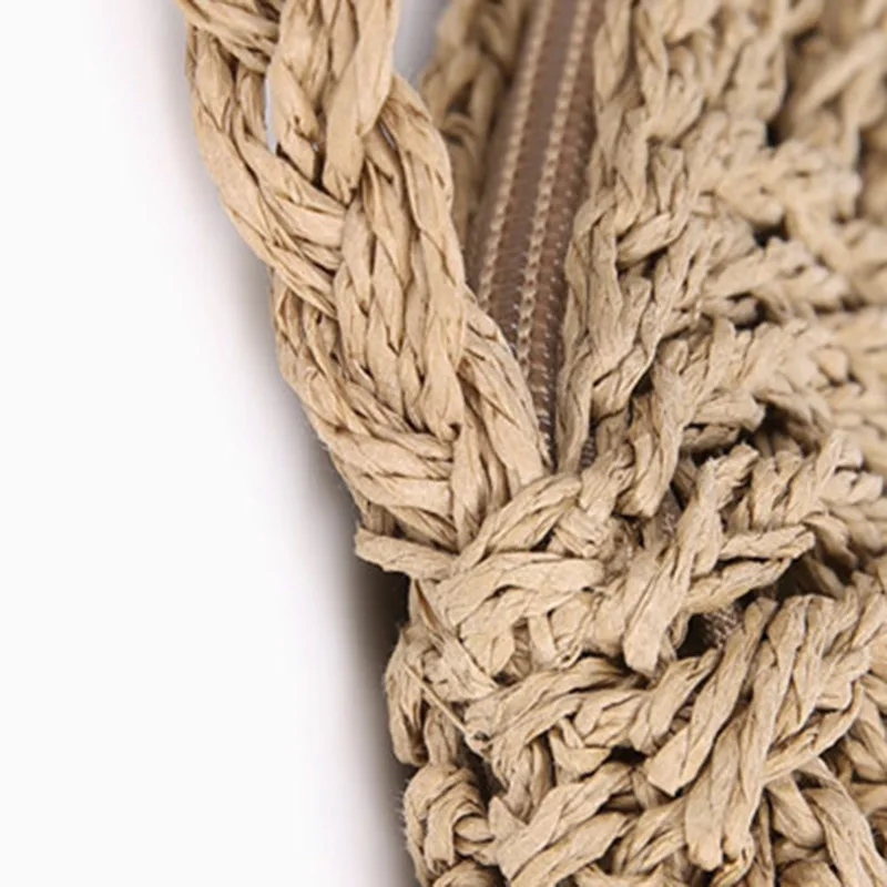 Women Straw Bags Bohemian Rattan Female Beach Handbag Circle Lady Weave Messenger Bag Handmade Round Kintted Crossbody SS0397 (3)