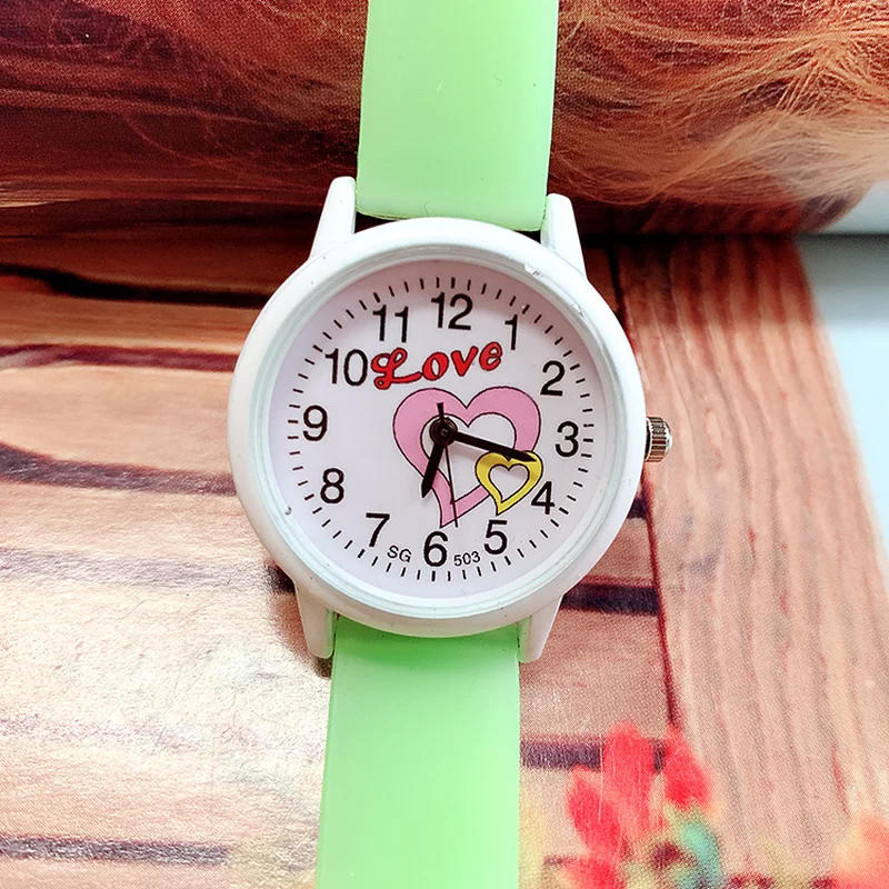 2021 hot style heart-shaped children's watch luminous strap cute girl quartz watch 2024 tower children watch luminous watchband lovely girl quartz watch gift watch