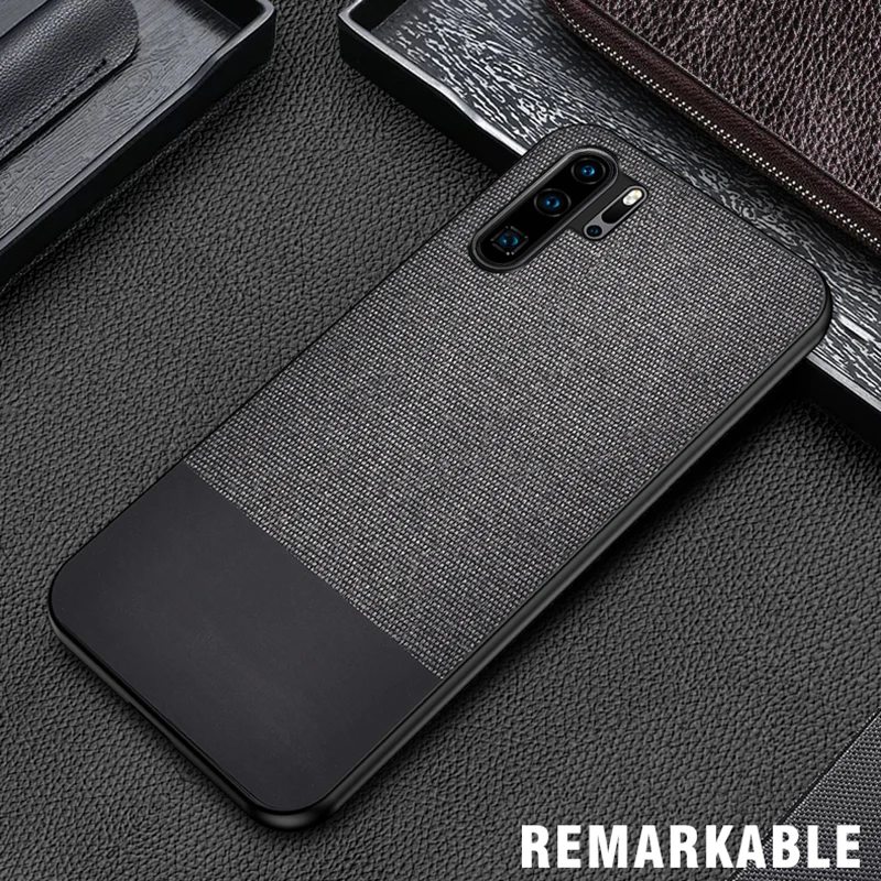 

iKrsses For Huawei P30 Pro PU Simple Cloth Hard Backshell Soft Border Case For Huawei P30 P30 lite Hard back shell Cover