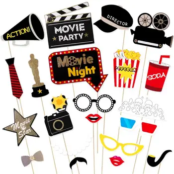 

21Pcs Hollywood Photo Booth Props Festive Photo Signs Photo Props Set for Birthday Parties Outdoor Events Celebrations