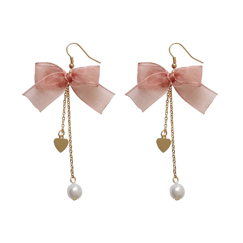 

The new bow earrings sweet maiden temperament contracted stars eardrop bowknot long love earrings fashion bowkont woman earrings
