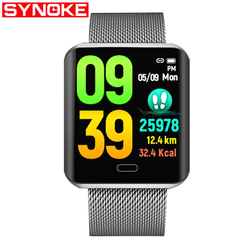 

SYNOKE Smart Watch Men Women Watches Tracker Heart Rate Waterproof Sleep Monitor Sport Watches Stainless Steel Watch Smartwatch