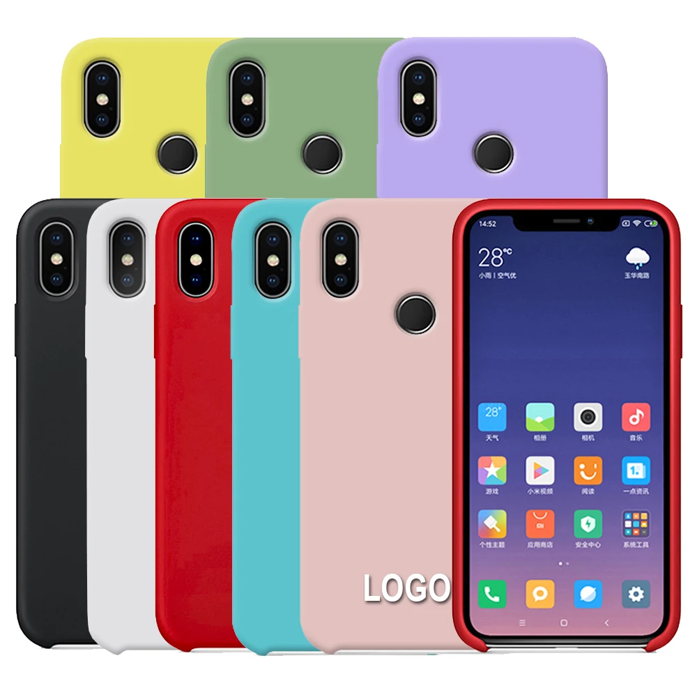 Original With Logo Silicone Phone Case For Xiaomi Mi 8 8 SE Mi 6X A2 Mix 2S Case Official Cover For Xiaomi Cases With Retail BoX (1)
