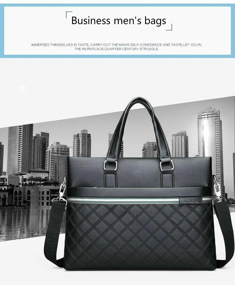 Деловые мужские сумки на плечо клетчатая деловая сумка для ноутбука для Dell мужская кожаная сумка мужская черная портфель для MacBook Air 14