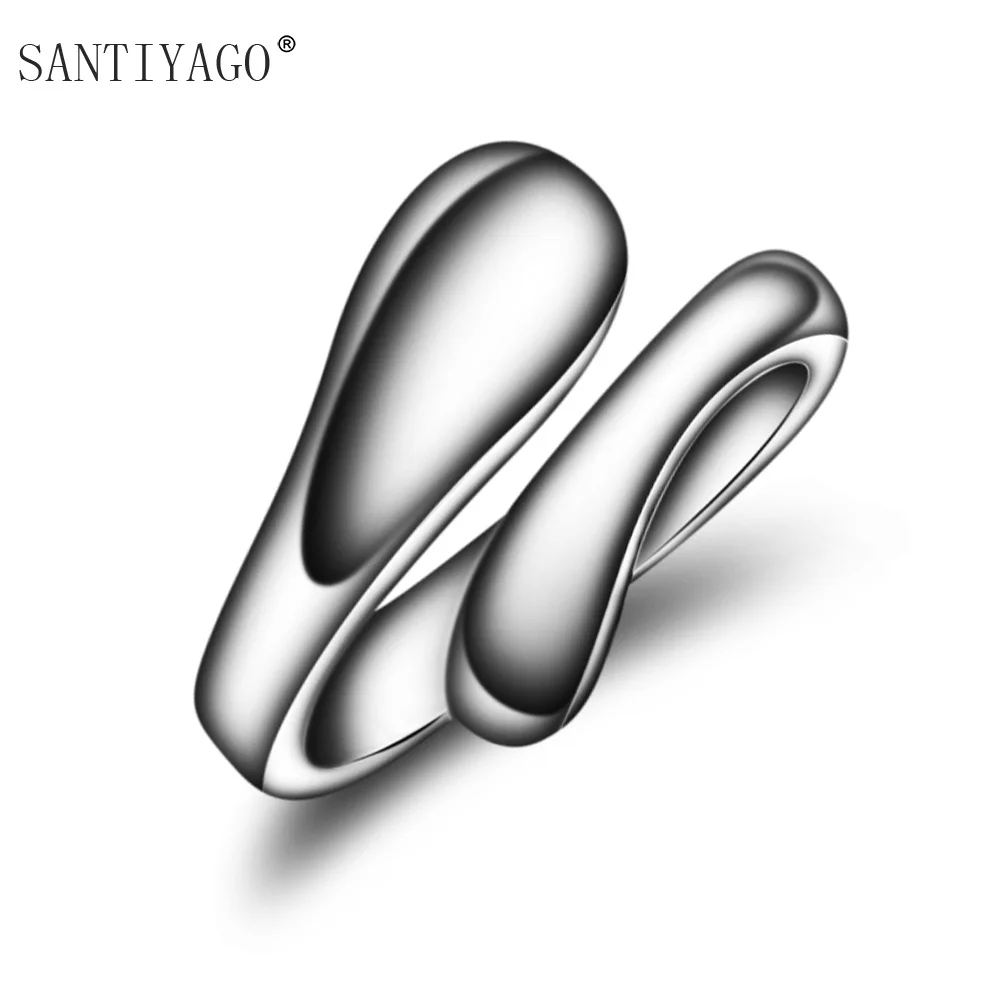 

SANTIYAGO silver color special design couple jewelry Fashion Charm ring Men&Women's stainless steel party Teardrop ring