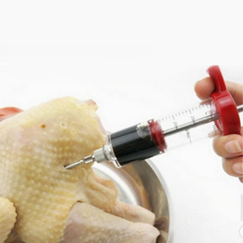 

1PC BBQ Meat Flavor Injector Stainless Steel Needles Spice Syringe Set Kithen Cooking Sauce Marinade Accessories