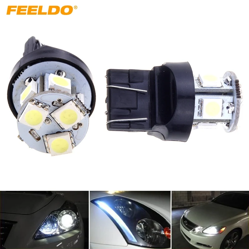 

FEELDO 2Pcs DC 12V White T20 7443 5050 8smd Car Auto Turn Signal Backup Stop LED light Headlight #FD-1462