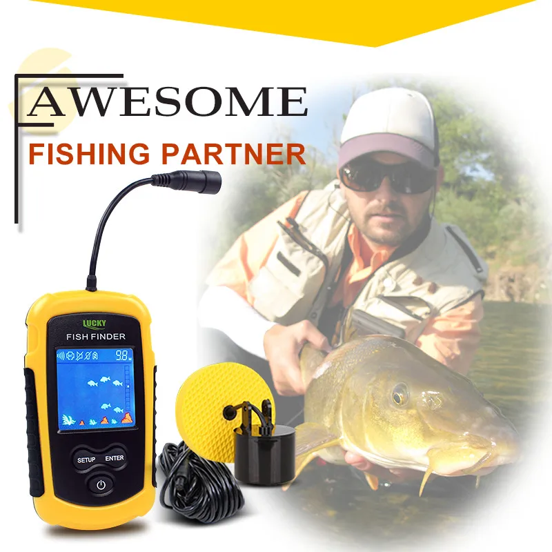 Ecobatímetro para Caça Sensor de Alarme sem Fio Fio de Pesca Lcd a Cores Portátil Sonar Sensor Fish Finder Fishfinder de Pesca Submarina Peixe 11 a Cores Sensor De Alarme Sem Fio
