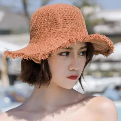 Лидер продаж, летние женские кепки для отдыха, пляжные шляпы от солнца, модные цветок для соломенной шляпки, милые, в японском стиле, для девочек - Цвет: 6