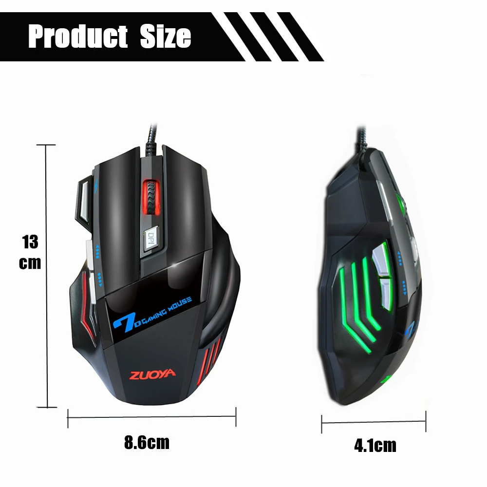 Профессиональная игровая мышь ZUOYA Проводная USB 5500 точек/дюйм с регулируемой
