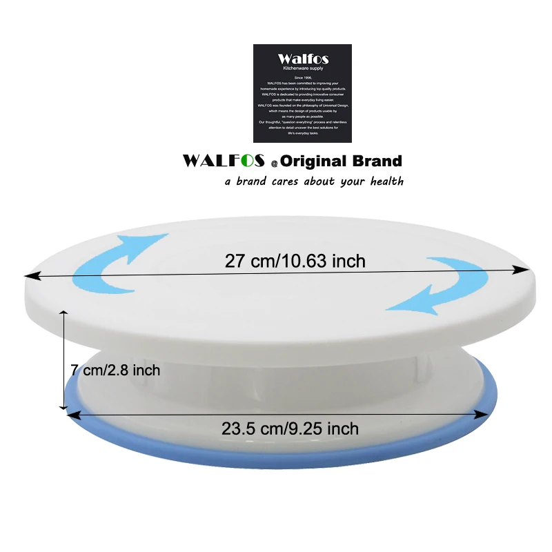 Вращающийся стол для украшения тортов WALFOS 27 см нескользящая круглая подставка