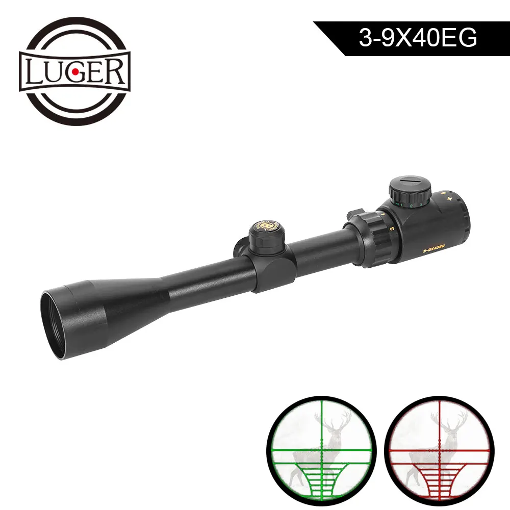 LUGER 3 9x40 Оптический прицел охотничий Красный Зеленый дальномер с подсветкой для