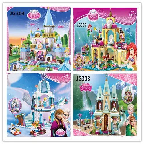

8 style princess's castle Block building with mini figures Ninjago Dragon Compatible Legoed Bricks toys for Kids