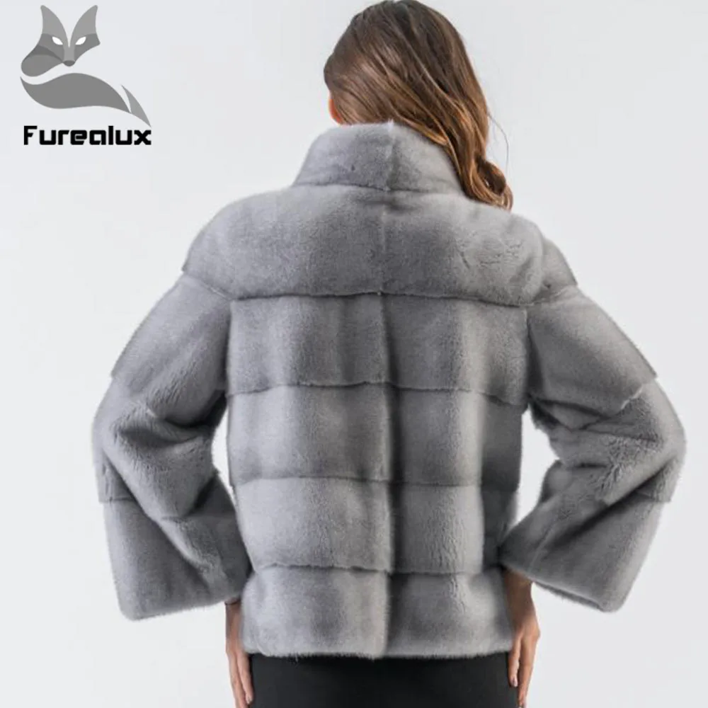 Куртка Furealux женская из натурального меха норки короткая модная шуба с воротником